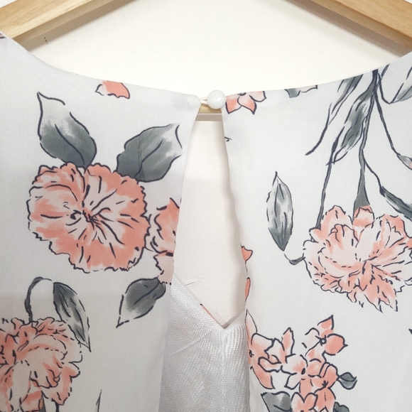 Women's Floral Print Ruffles Mini Dress V Neck Batwing Short Sleeve. # 91 - Picture 10 of 14